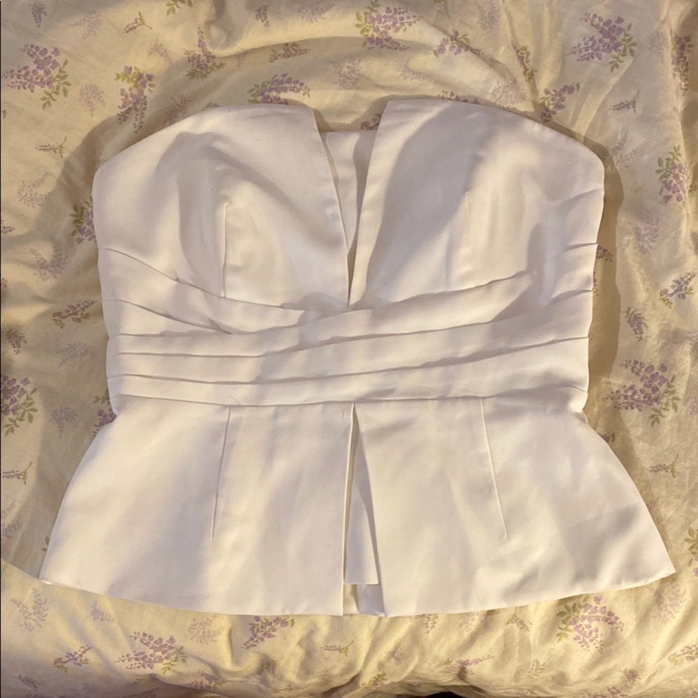 White House Black Market Ivory Strapless Top